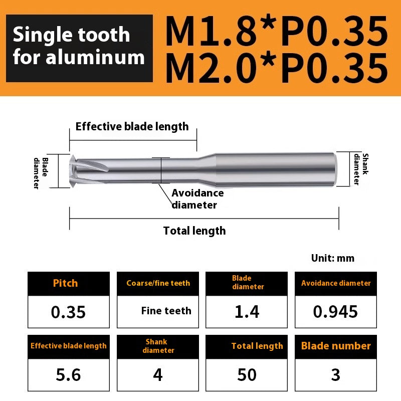 2135-65° aluminum with colorful thread milling cutter lengthened single tooth three-tooth full thread machining center tungsten carbide milling cutter M3M4M5 Shandong Denso Pricision Tools Co.,Ltd.